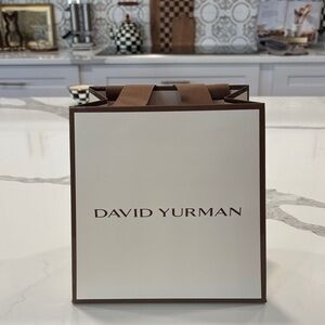 David Yurman Elegant Brown and Cream paper tote Bag